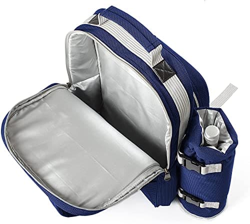 Greenfield Collection 2 Person Cooler Bag Picnic Set Rucksack; Lightweight Picnic Backpack Hamper; Includes Cutlery Set; Perfect Waterproof Coolbag Backpack for Camping/BBQ/Hiking - Blue — view 5