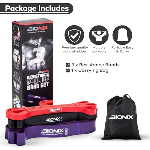 Bionix Pull Up Band, Resistance Bands Set Exercise Bands Calisthenics - 3PC — view 3