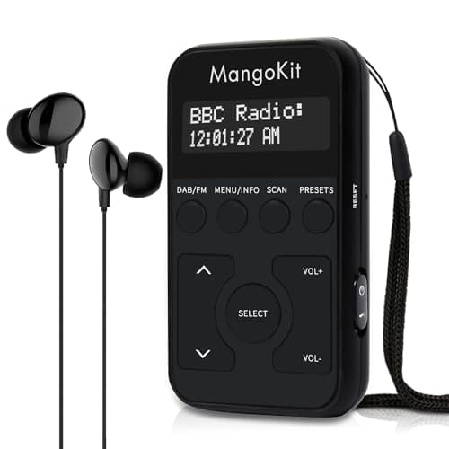 MangoKit MP1 Rechargeable Pocket DAB/FM Radio,Lock Switch,20 Presets,Black