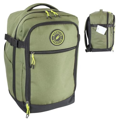 40x20x25cm Ryanair Underseat Cabin Backpack – Airline Approved Carry On Bag – Free On Board for Ryanair, easyJet, Jet2, Wizz Air – Lightweight Water-Resistant Travel Rucksack - Khaki