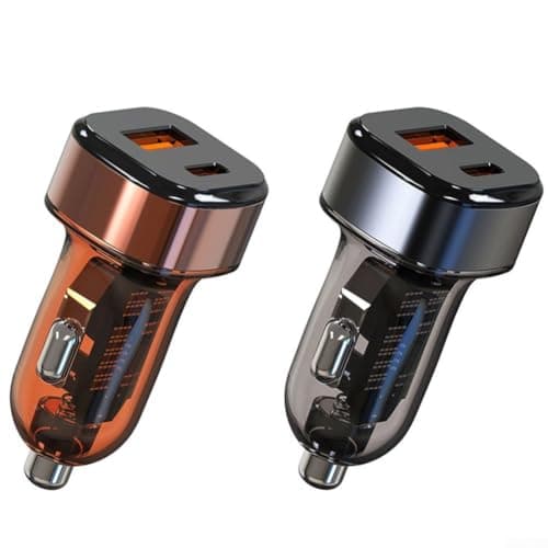 Transparent Dual USB Car Charger 52.5W High Speed Charging Adapter Mechanical Style for Phones Tablets Brown(Orange) — view 2