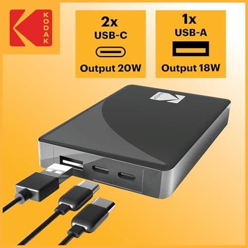 KODAK 10000mAh Power Bank Fast Charging Portable Charger, 20W USB-C — view 3
