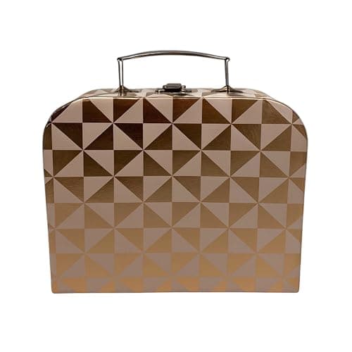 Emartbuy Rose Gold Foil Suitcase Gift Boxes Set of 3 – Prebuilt Decorative Cardboard with Metal Handle & Clasp – Organizer for Events, Hampers & Gifting – 30.2×21.9×9.5/25×18.8×8.8/20.2×16×8.2 cm — view 2