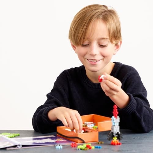 PLUS PLUS Travel Toys - Building Blocks Puzzle Play, Ideal Train, Car, or Plane Activities for Kids, 12 Pages with 125 Pieces in Attached Storage, Girls and Boys Toys Age 5 Plus - Space — view 6