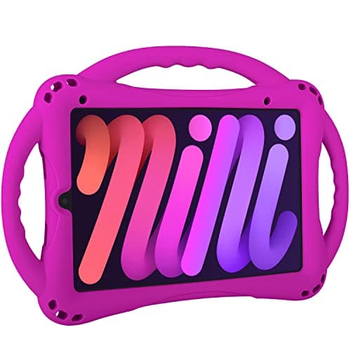TopEsct Kids Case for iPad Mini 7 (A17 Pro) 2024 /iPad Mini6 2021, Shockproof Silicone Cover with Handle Stand for 8.3" iPad Mini 6th/7th Gen,Purple