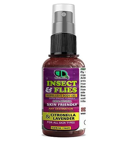Mosquito Repellent, Insect Repellent, Fly & Tick Repellent Body Oil with Citronella & LAVENER Essential Oils for All Body Types DEET-Free. Safe for Pregnant Women & Kids. Travel Size (10ML Spray)