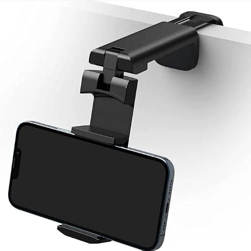 Orco Universal Airplane Phone Holder Mount - 360° Rotating Travel Essential for Flying, Desk & Kitchen - Adjustable Folding Cell Phone Stand for iPhone 15 14 13, Samsung & Android Devices - Black
