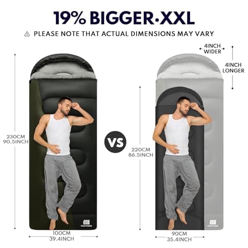 TANSTRIDER 0°C Winter XXL Sleeping Bags for Adults Cold Weather,Camping Sleeping Bag for Kids with Compression Sack,4 Season Camping Essentials Gear for Hiking,Traveling,Outdoor,Backpacking — view 3