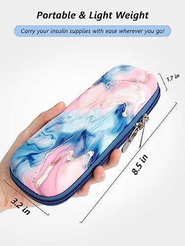 SUNMON Insulin Cooler Travel Case with 2 Ice Packs, Insulated Medication Organiser for GLP-1 & Insulin Pens, Compact Hard EVA Shockproof & Waterproof Pouch (4-6H Cooling, Sand Pink) — view 3