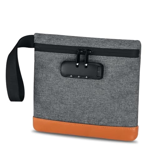 ORIA Lockable Travel Pouch, Combination Lock, Splash-Resistant, Grey