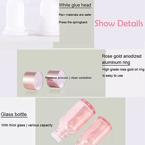 SONGQEE 30ml Rose Gold Glass Bottles with Dropper Pipette, Mini Empty Eye Glass Dropper Bottles Refillable Sample Container for Storage Essential Oils, Perfumes and Cosmetics (Rose Gold) — view 2