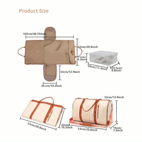 ZBDZSW Large Faux Leather Duffle Bag Set Detachable Tote Waterproof Stylish Includes Shoe Pouch Women's Travel Business Trips — view 3