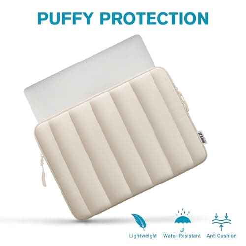 TECOOL Puffy 16 Inch Laptop Case,Protective Laptop Sleeve 16 Inch Bag,Beige — view 3