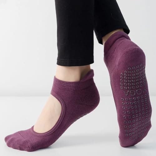 oasymala Cotton Yoga Socks with Non-Slip Grips - Ideal for Yoga, Pilates, and More - One Size Fits Most (UK, Alpha, One Size, Regular, Short, Turquoise) — view 5