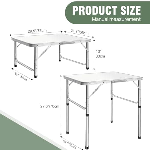 Lucn 2.5FT Folding Table Camping Table for Buffet Wedding Market Garden Party 75 * 55 * 70cm - 2 Height 33CM/70CM — view 3