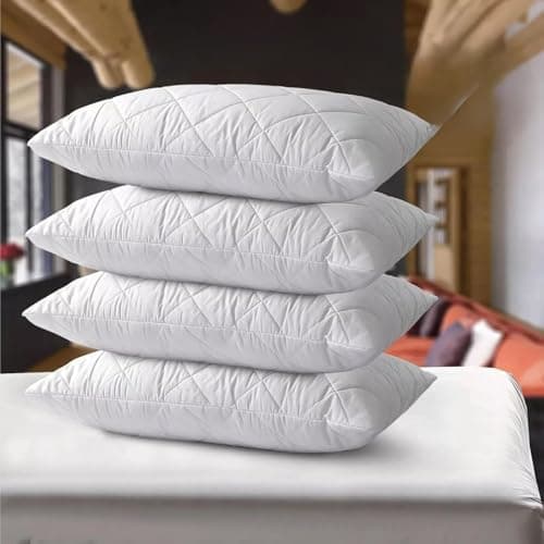 NIGHTSLEEP Pillows 4 Pack quilted Extra Filled luxury bounce back bed Pack Hotel Quality Bed Pillow Pair Luxury Firm Support Side Sleeper Pillow Back Neck Pain Relief Support Pillows (4) — view 2
