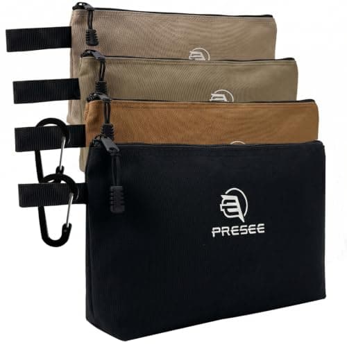 PRESEE 4-Pack Tool Pouch, Heavy Duty Multi-Purpose Zipper Bag, 4 Colors