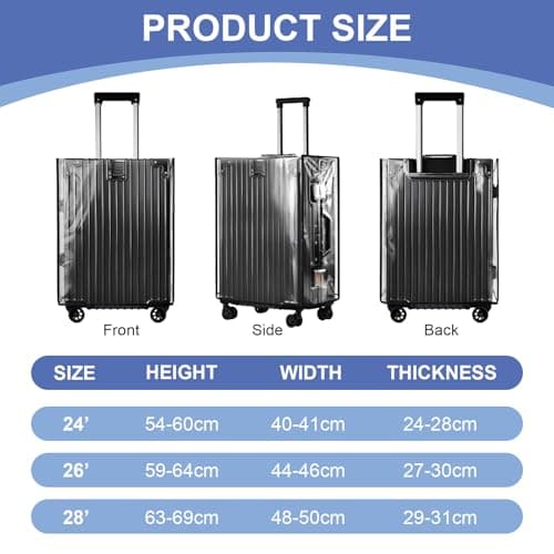 Suitcase Protective Cover, Travel Luggage Protective Cover with 1 Luggage Tag, Reusable Clear PVC Suitcase Covers Protectors, Waterproof Scratch Dust Resistant, for Business, Trip, Daily (28 inch) — view 2