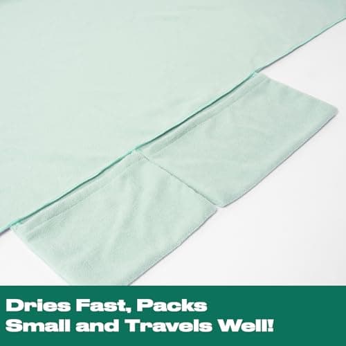 Brentfords Sunlounger Towel with Pockets, Soft Quick Dry Fabric Lightweight Easy Storage Large Beach Towel with Pockets For Travel Poolside or Beach Days, Sage - 75 x 215cm — view 6