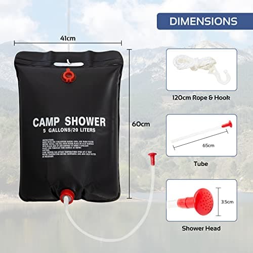 Milestone Camping 20739 20L Heated Compact Portable Solar Power Shower, Black,H60 x W40 — view 4