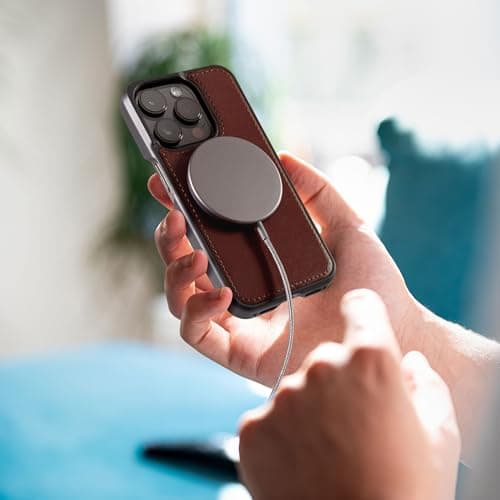 Dreem Empower Magnetic Wireless Charger Pad – Compatible with MagSafe for iPhone 17/16/15/14/13/12 & Qi-Certified Devices – Premium Vegan Leather [Coffee] — view 5