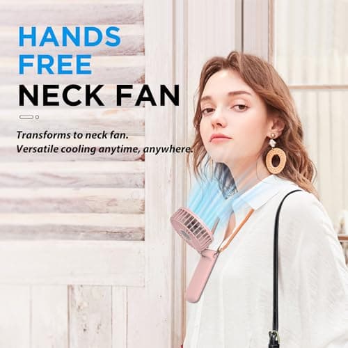 Lepwings Handheld Fan, Pack of 2 Mini Fans, USB Rechargeable, 5.5-16 Hours Runtime, 4 Wind Speeds, Foldable Quiet Small Fan for Travel, Office, Home and Outdoor - White — view 4