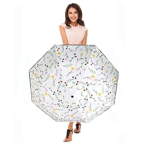 CUBY UV Sun Umbrella Compact Folding Travel Umbrella Auto Open and Close for Windproof, Rainproof & 99.9% UV Protection Parasol with Black Anti-UV Coating — view 6