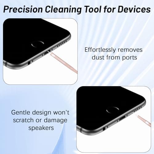 ACKKOR 5 Pcs Charging Port Cleaner, Bristles & Hook Double-Sided Mini Cleaning Kit Charging Port USB C Cleaning Kit for Most Mobile Phone Earbud Charger Speaker (Brown) — view 3
