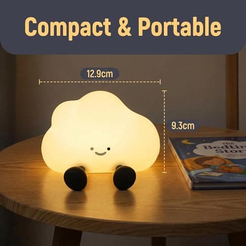PORUPAEL Cloud Night Light, Cute LED Silicone Squishy Lamp, USB Rechargeable & 3-Level Dimmable, Portable Bedside Touch Night Lamp with Timer, Gift for Girls, Boys, and Teens — view 6
