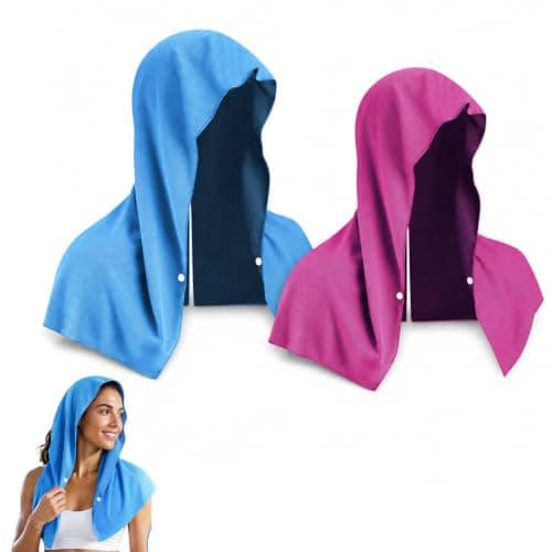 Infinity & Breathe 2 Pack Cooling Hoodie Towel, Absorbent Instant Cooling Towels for Neck and Face, UV Protection Soft Ice Towels for Hot Weather, Sport, Gym
