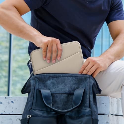 HEDUGO Laptop Sleeve Case with Zipper Accessory Pocket Compatible with 15 to 16 inches MacBook Air/Pro Padded Computer Pouch Cover Shockproof Protective for 15” to 16” Laptop/Chromebook/Tablet, Khaki — view 6