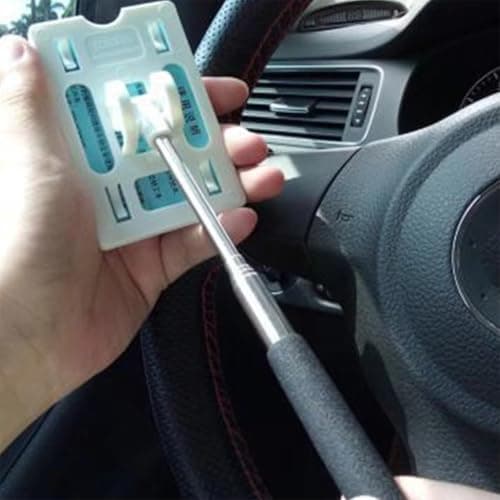 Contactless Card Holder with Extendable Handle, Telescopic Credit Card Clip for Car Parks and Tolls, Portable Stainless Steel Reach Pole for Easy Payments (Purple) — view 6