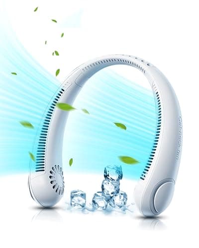 Neck Fan, Portable Neck Fan USB Rechargeable, Hands Free Bladeless Personal Fan with 360°Cooling Airflow, 3 Wind Speed for Home Office Travel Sports Outdoor Summer