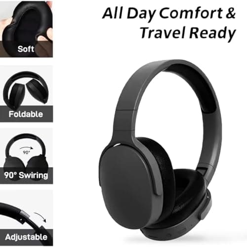 Wireless Bluetooth Headphones Over Ear ,HiFi Foldable Intelligent Noise Reduction Adjustable Wireless Headset with Microphone,Stereo Headphone with Deep Bass for Sports Travel Cellphone Tablet — view 4