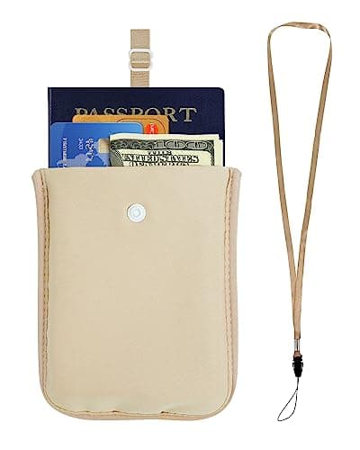 Bamneat RFID-Blocking Travel Bra Wallet, Hidden Money Pouch with Adjustable Elastic Strap, Perfect Secret Pocket Protect Your Passport Credit Cards Valuables, Nude, XL, RFID Protected