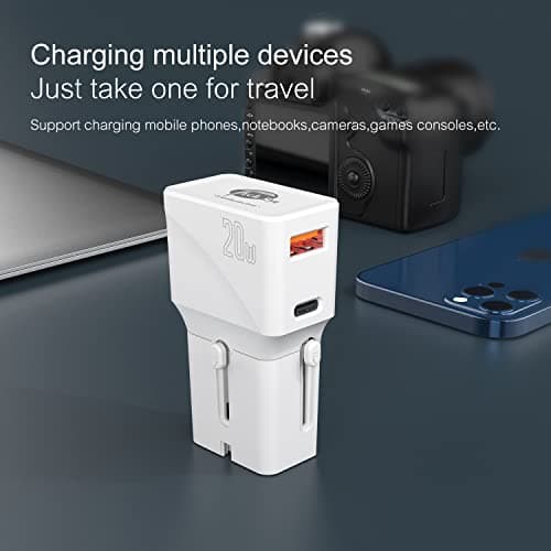 TechEye White Travel Adapter Worldwide – USB-C + QC3.0 Dual Port, 20W Fast Charging Plug for iPhone 15/14/13/12, Samsung S24/23, Fold, Note20 & More – Slim, Smart, and Portable — view 5