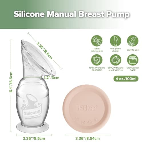 haakaa Manual Silicone Breast Pump with Suction Base and Silicone lid Set– Patented Design, Hands-Free Silent Operation, Natural Suction, Spill-Proof & Easy to Clean, 4oz/100ml, Blush — view 2