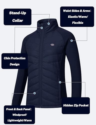 MoFiz Womens Jackets Lightweight Quilted Hybrid Puffer Jackets Navy US L — view 4