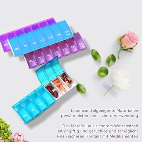 ZHAOYCSH 7 Day Pill Organiser, Weekly Medicine Box Portable Pill Case for Vitamins, Supplements, Medication| 5-Pack Multicolor Waterproof Travel Pill Organizer, Ideal for Work & Gifting — view 3