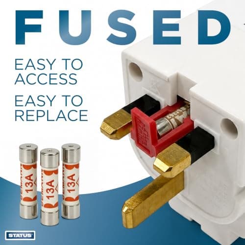 STATUS 3 Way Multi Plug Adapter, UK 3 Pin Multi Plug Adaptor, Individually Switched Fuse, 3WAISB110 — view 6