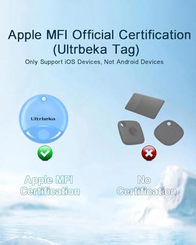 Ultrbeka Air Tracker Tag 4 Pack, Bluetooth Item Finder for Keys, Wallet, Luggage and Bags, MFi Certified, Works with Apple Find My, IP67 Waterproof Smart Tracker with Replaceable Battery — view 3