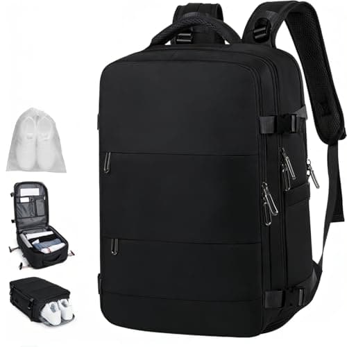 31.5 L Travel Backpack, Ideal for Traveling by Airplane, Unisex, Black