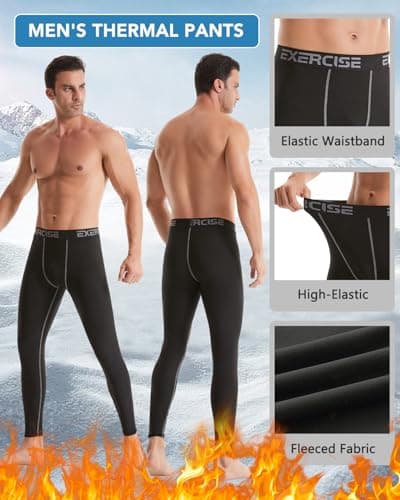 Orrfreer 4 Pack Men's Thermal Underwear Trousers Long Johns Fleece Lined Thermal Leggings Warm Compression Pants Base Layer Leggings for Ski Running Outdoors Black/Charcoal/Grey/Navy M — view 5