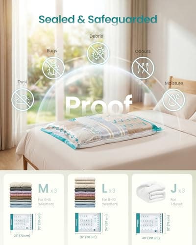 SONGMICS 9 Pack Vacuum Storage Bags, Electric Pump, 3M/3L/3J — view 3