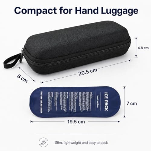 Insulin Cooler Travel Case with 2 Ice Packs, Compact Medicine Cool Bag for Travel & Hand Luggage, Diabetic Supplies Case for Insulin Pens, Injection Pens, Needles & Swabs, Black — view 3