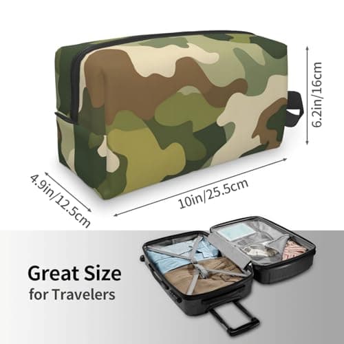 HSYOYO Travel Toiletry Bag for Women Men,Portable Hanging Toiletry Bag,Waterproof Dopp Kit Cosmetic Organizer,Large Capacity Shaving Bag Makeup Bag, Green Camouflage, One Size — view 3