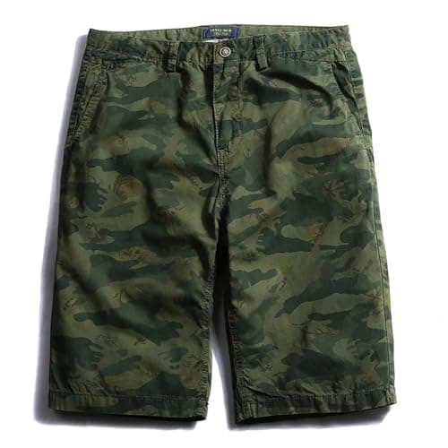 YUECIBAI Sports Running Shorts For Men Green Camo Cargo Shorts Fashion Camouflage Multi-Pocket Casual Shorts 36 Green