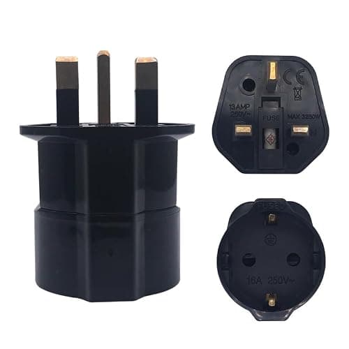 Strhowill 2 Pack Black UK 3-Pin to EU Schuko Plug Adapter — view 4