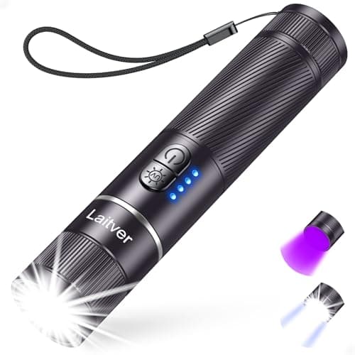 LED Torch/UV Torch Rechargeable 2 in1,Laitver 2000L Super Bright Flashlight