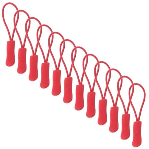 PACKOVE 20pcs Red Zipper Pull Replacement Kit for Garments and Luggage, Removable Design Easy Replacement Silicone and PVC Material, for Jacket Zipper Repair and Sewing Accessories